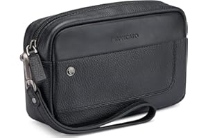 RONCATO Alaska pochette uomo vera pelle con zip Nero