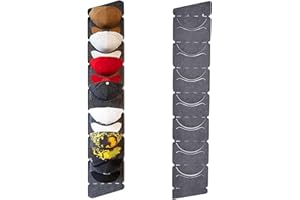 KLOP256 Kappenhalter, Baseball Cap Halterung, Einreihig Hat Rack Cap Halterung Wand Kappen Display Hängend Kappen Halterung mit 7 Taschen