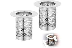 UWOBEFO Acciaio Inossidabile Raccogli Capelli 2 Pezzi Filtro Lavandino bagno 5 CM Filtro di Scarico in Acciaio Inox 5,5 x 5 cm Filtro Doccia Capelli Filtro di Scarico per Lavandino Bagno per Filtro di Scarico