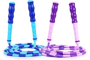 Supertrip Jump Rope Kids-Soft Beaded Skipping Rope Adjustable Tangle-Free Segmented Jumping Rope for Children and Students