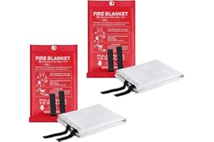 KONGOU 2Pcs Manta Ignífuga Grande, Manta De Seguridad contra Incendios De Alta Resistencia Térmica, 1m X 1m Manta Ignífuga para Camping, Parrilla, Coche, Oficina, Almacén, Fácil De Usar