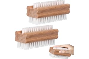 VTYTZZ 2 Pcs Brosse Ongle,Brosse A Ongles Mainbrosse A Ongle,Brosse À Ongles,Brosse À Ongles Pour Les Mains,2 Faces,Pour Les Ongles Pieds Mains Poils Synthétiques Récurer Beau Design Bois Naturel