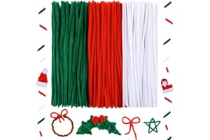 Caydo 300 Pieces Christmas Pipe Cleaners for Christmas DIY Creative Crafts Decoration (Red, Green, White), 6mm x 30cm