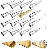 FantasyDay Non-stick Cream Horn Cones, 16 Pcs Stainless Steel Screw Mould, Cannoli Tubes, Cream Roll Mold Pastry Baking Form 