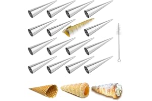 Moules Crème Pâtissière en Acier Inoxydable, FantasyDay Lot de 16 Moules Cannoli Moule Pain Tube Croissant Fabrication - Accessoire Traditionnel dans Cuisine pour Spirale Croissants Corne Gâteau Moule