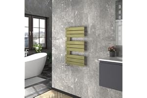 Warmehaus Toallero calefactor de diseño para baño, escalera, radiador, calentador central, panel plano, latón cepillado, 824 x 500 mm
