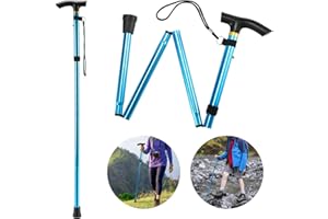 ‎THLEVEL Thlevel Faltbar Gehstock Bergstock Spazierstock Wanderstock Canes Urlaubs Höhenverstellbar rutschfest Leicht Unisex Gehstock