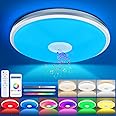 CheDux 48W LED Ceiling Light dimmable with Bluetooth Speaker, Remote Control and APP Control, LED Ceiling lamp with RGB Colour Change, Music Ceiling lamp for Bedroom Children's Room Living Room