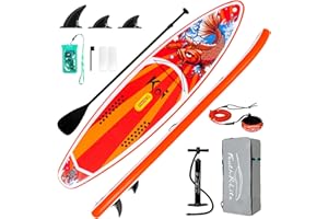 FunWater Nadmuchiwana Deska Wiosłowa Stand Up Paddle Board Z Akcesoriami Do Deski Wiosłowej Plecak, Pompka Ręczna, Smycz, 3 Zdejmowane Płetwy, Regulowane Wiosło Pływające