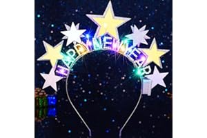 Reaky Bandeau lumineux de Noël avec étoiles argentées et strass - Accessoires de cheveux pour femme