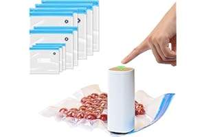 ACHORT Food Vacuum Sealer, Handheld Wireless Food Vacuum Sealer with 10 Reusable Vacuum Sealer Bags for Sous-Vide Cooking and Food Storage