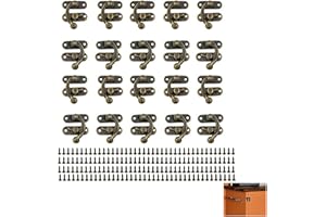 CLKE 20pcs Lotquet Crochet Bronze à Gauche et à Droite, Fermoir Boite en Bois,Verrouillages en Corne à Coffre en Métal,avec 80 Vis,pour Boîte à Bijoux, Boîte à Vin