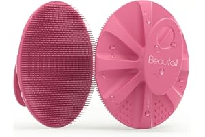 BEAUTAIL Brosse pour le corps en silicone, Pour la douche et le bain, Poils doux, Gommage doux, Pour Femme Homme Bébé Peau Sensible, Facile à tenir, Faire bien mousser, 1 pièces, Rose