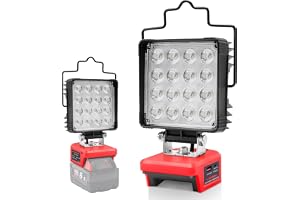 Powarobor batterilampa för Milwaukee M18 18 V med LED-arbet | Bärbar strålkastare, byggarbetsplat med USB-C och USB-A, för bilreparation, camping, nödbelysning. Inget batteri