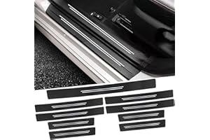 GISWELL 9 Pcs Car Door Sill Protector, Carbon Fiber Threshold Protective Sticker, Scratch Resistant Door Sill Bumper Protective Film, Universal Kick Plate Guard, Auto Accessories