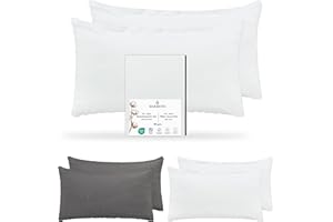BARBONS Taies d'oreiller 40x70 Coton (Lot de 2) - Housses de Coussins, Confort Luxueux avec Certifiée Oeko-Tex, Idéal pour Une Mise à Niveau Élégante de la Chambre à Coucher (40x70-Blanc)