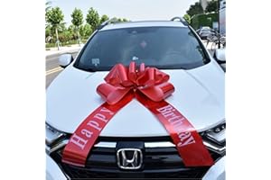 Chexin Lazo grande rojo gigante para el cumpleaños del coche, feliz cumpleaños, lazo de regalo grande,XXL 76 cm y lazo con cintas de 185 cm, malla grande, arco de coche para bicicleta