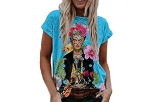 tuwiwol Femmes peinture à l'huile T-Shirt imprimé graphique à manches courtes Blouse chemise drôle vêtements de mode pull décontracté sweat