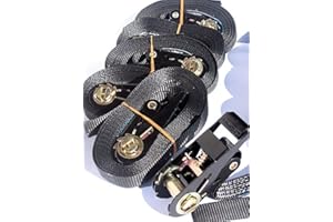 iapyx Lot de 4 sangles avec tendeur à cliquet 800 daN / 400 daN - Noir - Longueur 4 m