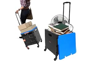 LEXONELEC Carro de la Compra Plegable, Carro de la Compra Plegable de plástico, Carro de Transporte, hasta 50 kg, Cesta de la Compra con Tapa, asa de Aluminio, con silenciador Universal 8 Ruedas, Azul