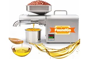 ‎FOUNDGO FoundGo Automatische Ölpresse Maschine Heiß-/Kaltöl- Extraktionsmaschine Edelstahl Ölpresse Extractor 750W Öl Expeller für Leinsamen Erdnuss Hanfsamen Sesam Sonnenblume Handelsqualität, 4-7 kg/h