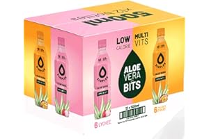 SIMPLEE ALOE Simplee Low Calorie Aloe Vera Bits Drink with Multi Vitamins, Mixed Pack of Lychee and Passion Fruit, 12 x 500ml By Shop 4 Less