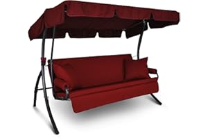 Angerer Freizeitmöbel GmbH Hollywoodschaukel Trend Joy - Gartenschaukel Made in Germany - Schaukel zum Sitzen, Liegen und Entspannen - inklusive Bett-Funktion - einfache Montage (Rot)