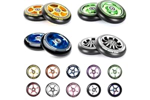 TWO BARE FEET TBF Alloy Series 100mm Stunt Scooter Wheels + ABEC9 // Fit TBF Slamm Razor MGP Grit JD Bug (5 Star Blue Pair)