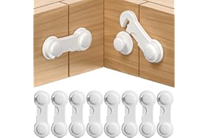 Septeamay 8 Pièces Bloque Porte Bébé, Bloque Tiroir Securite Enfant, Bloc Porte Securite Bebe, Sécurite Domestique, Securite Placard Enfant pour FenêTre RéFrigéRateur, AdhéSif Fort Sans PerçAge,Blanc