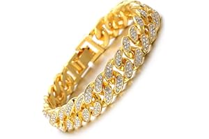 HALUKAKAH Catena cubana da uomo Iced Out,15 mm/20 mm, catena in oro Miami genuino placcato oro 18 carati/platino oro bianco collana braccialetto, diamanti da laboratorio intarsiati artigianale,regalo