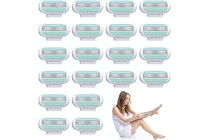 KSYWYDU 20 Pièces Recharge de Lames pour Femme, Lames Venus, 3 Lames avec Bande Lubrifiante Compatibles Venus Manches, Rasage Précis et Doux, Idéales pour Peaux Sensibles, Peau Lisse et Protégée