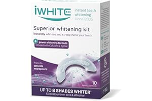 iWhite Superior Kit Professional Teeth Whitening - 10 Shapes - Up to 8 Tones Brighter. Whitening and Restoring Enamel - Clinically Tested - Microbeads, Calcium and Xylitol