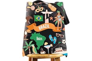 WZMPA Brasile Travel Tote Bag Brasile Souvenir Regalo Brasile Stile Brasile Viaggio Borsa a tracolla Brasile Turistico Regalo