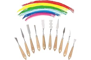 XTDMJ 10 Stück Malmesser Set, Malspachtel Spachteln, Edelstahl Palettenmesser Malwerkzeuge für Ölgemälde Acrylmalerei, Holzfarbe