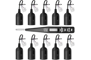 Seruno 10 Pezzi Portalampada E27, Portalampada E27 con Cavo - E 27 Lampadina Porta Lampada per Bottiglia Porta Lampada E 27 con Cavo,Tester di Tensione