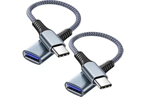 ANDTOBO Adaptador USB Tipo C a USB 3.0 Cable OTG, 2 Pack USB C Macho a USB 3.0 Hembra OTG Cable 5Gbps Sobre la marcha Para iPhone 15/15 Pro Max/15 Plus, Samsung Galaxy S23/S22/S21/S20/S23 Ultra, MacBook Pro