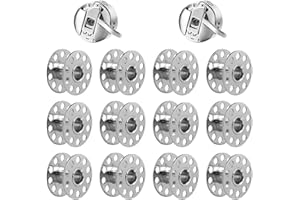 XWYDZ 12 Pcs Metal Bobbins for Sewing Machine - Heavy Duty Sewing Machine Bobbins & 2 Bobbin Cases, High Capacity Smooth Compatible with Singer Sewing Machines