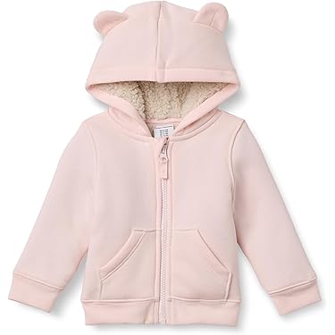 Veste à Capuche Bébé Mixte - Doublure Sherpa Douce - Fermeture Zippée Complète - Coupe Décontractée - Taille 12M à 3 Ans