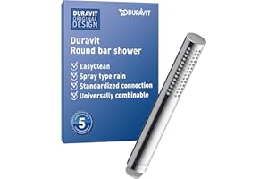 Duravit Universal Doccia a mano, Doccetta stick con getto Rain, Manopola doccia quadrata, Doccetta con ugelli in silicone facili da pulire, nero opaco