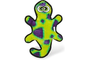 Outward Hound Kyjen 32070 Invincibles Plüschgecko ohne Füllung Strapazierfähige Hundespielzeuge Quietschspielzeug mit 2 Quietschelementen, Größe S, Gelb/Grün