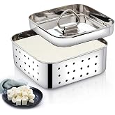 DDecora Stainless Steel Square Paneer Maker Mould Press, 600ml | Homemade Tofu Making, Perforated Whey Draining, Square Shape