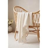 &Ccedil;ift Katlı M&uuml;slin Bebek Pike &Ouml;rt&uuml; Yenidoğan Battaniyesi 85X95 cm Bebek Pikesi Puset &Ouml;rt&uuml;s&uuml; Ekru