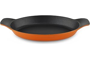 COMMICHEF Die-Cast Aluminium Oval Mini Au Gratin Dish, Orange, 20 x 14cm, 400ml