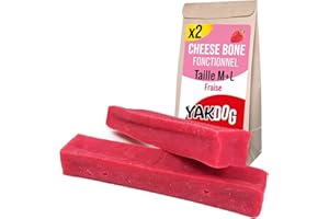 YAKDOG SANTÉ+ - Bâtonnets Fromage Chien M&L - Fraise Relax - Effet Calmants & Digestifs - Favorise Sommeil - Renforce Os & Dents - Friandise Longue Durée - 100% Naturel - Belgique