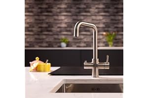 Flode TRE Kitchen Boiling Hot Water Tap - 3-in-1 Instant Hot Boiling Water Tap Kit with Boiler and Filter - Boiling Hot Water Tap (Brushed Nickel)