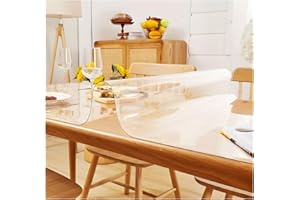 Elegant Event Essentials - PVC Table Protector/Cover/Mat - ULTIMATE DEFENSE - Premium Table Protector - Waterproof, Heat Resistant - For Kitchen, Dining Table, Office (Clear, 0.15mm, 140cmx120cm)