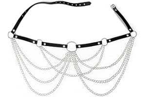 MUNSKT Punk Leather Waist Black Gothic Waist Belt Waistband Gothic Rave Belt Chain Belt ody Jewellery for Pants Dress Carnival Party Halloween Costume