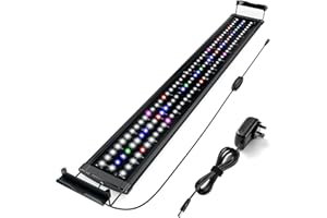 HONPAL LED Aquarium Light, Fish Tank Light with Extendable Brackets & Dimmer-Timer, Aquariums Plant Light Fish Lamp, Full Spectrum 18W Color Light, for Tank 90-120cm [Energy Class A+]