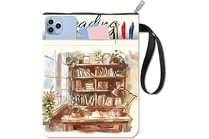 CRASPIRE Copertina per Libri da Scrivania con Pianta, Protezione per Libri Tascabili, Copertina per Libri in Tessuto Lavabile con Cerniera e Tasca Extra per Gli Amanti dei Libri