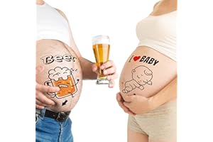 CARGEN 2 Hojas Embarazo Tatuajes Temporales Bebé Bump Tatuajes Cerveza Corazón Dormir Regalos Lindos Accesorios de Fotografía